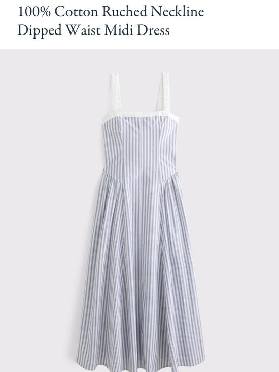 Abercrombie & Fitch Dresses & Skirts - Abercrombie & Fitch Blue and White Striped Ruched Neckline Midi Dress